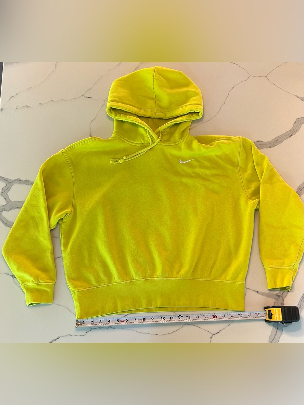 Nike Bright Neon Yellow green Pullover Hoodie with White Swoosh